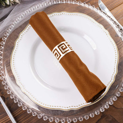 5 Pack Polyester 20’’x20’’ Napkins Cinnamon Brown - Wrinkle Resistant & Easy Care Cloth Napkins - Napkins