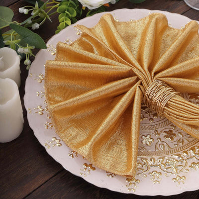 5 Pack Polyester 20’’x20’’ Napkins Gold Shimmer Sequin Dots - Luminous Cloth Napkins for Stylish Gatherings - Napkins