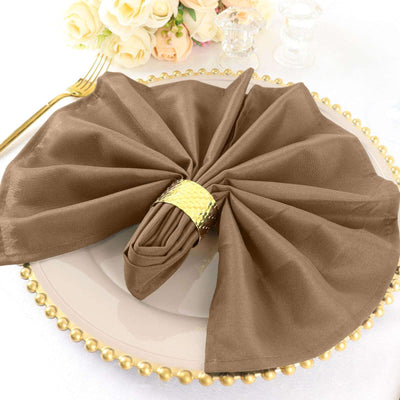 5 Pack Polyester 20’’x20’’ Napkins Taupe - Wrinkle Resistant & Easy Care Cloth Napkins - Napkins
