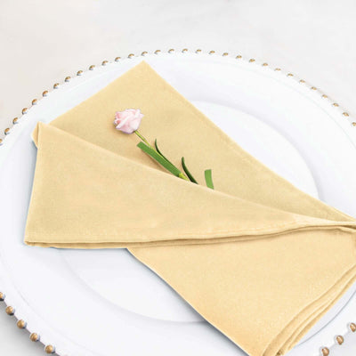 5 Pack Premium Polyester 20’’x20’’ Napkins Champagne - Wrinkle-Resistant & Durable Dinner Napkins - Napkins