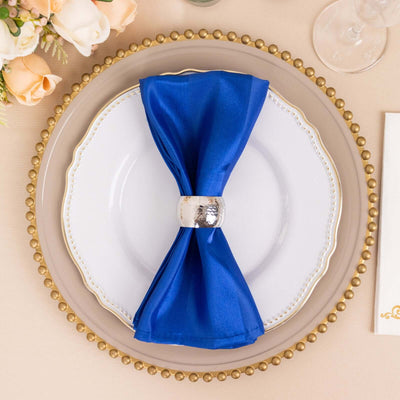 5 Pack Satin 20’’x20’’ Napkins Royal Blue Glossy Stripes - Durable & Wrinkle-Free Cloth Napkins - Napkins