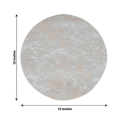 50 Pack Disposable Metallic Silver Placemats 13’’ Non-Woven Mesh Fiber Round Table Mats for Dining & Events - Placemat