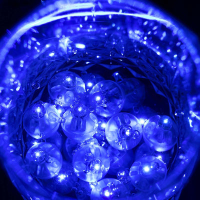 50-Pack LED Mini Balloon Lights Round Light Blue - Waterproof Battery Operated Balls 0.5’’ - LED