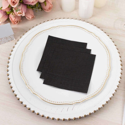 50-Pack Paper Beverage Napkins Black - 2 Ply Disposable Soft 18GSM Cocktail Napkins for Events 5’’x5’’ - Napkins