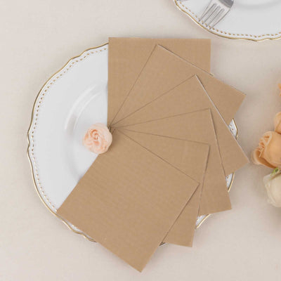 50-Pack Paper Beverage Napkins Natural - 2 Ply Disposable Soft 18GSM Cocktail Napkins 5’’x5’’ - Napkins