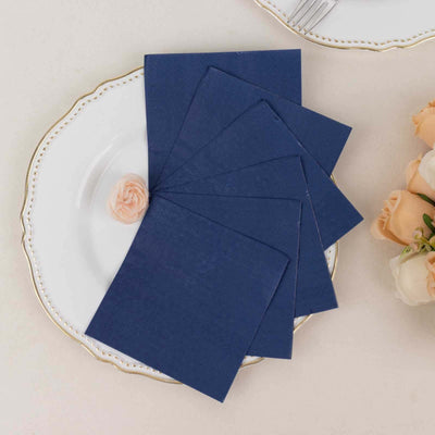50-Pack Paper Beverage Napkins Navy Blue - 2 Ply Disposable Soft 18GSM Cocktail Napkins 5’’x5’’ - Napkins