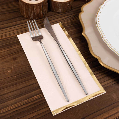 50-Pack Paper Dinner Napkins Blush with Gold Foil Edge 2 Ply - Stylish Disposable Napkins - Napkins