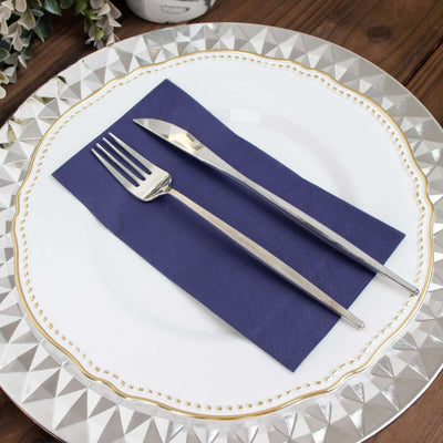 50-Pack Paper Napkins Navy Blue - Soft Disposable 2-Ply Dinner Napkins for Weddings - Napkins