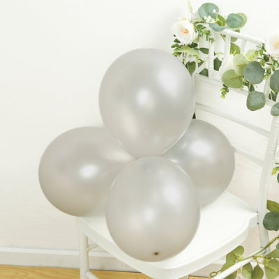 50 Pack Silver Biodegradable Balloons 12’’ Thickened Extra Strong Eco-friendly Latex Helium Party Balloons - Decorations