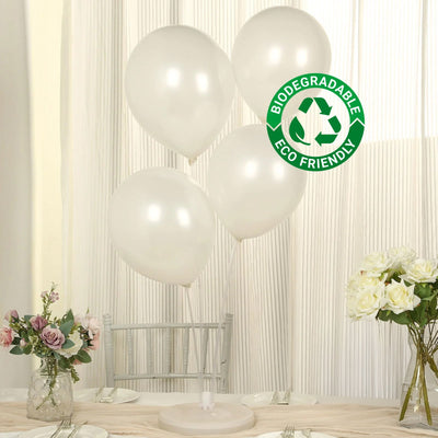 50 Pack White Biodegradable Balloons 12’’ Thickened Extra Strong Eco-friendly Latex Helium Party Balloons - Decorations
