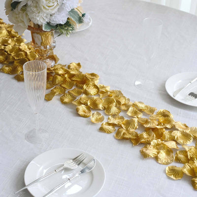 500-Pack Rose Petals Round Design Metallic Gold Silk Confetti - Decorative Scatters for Tables and Floors - Silk Flowers