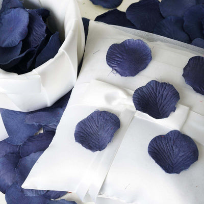 500 - Pack Rose Petals Round Design Navy Blue Silk Confetti - Decorative Scatters for Tables and Floors - Linen Luxes