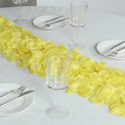 500-Pack Rose Petals Round Design Yellow Silk Confetti - Decorative Scatters for Tables and Floors - Silk Flowers