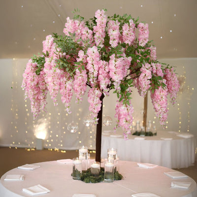 5ft Freestanding Blush Wisteria Artificial Tree – Cascading Silk Flower Display for Weddings & Events - Centerpieces