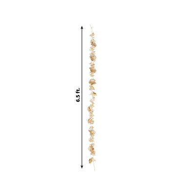 6.5ft Metallic Gold Artificial Flower Garland - Magnolia & Jasmine Hanging Vine for Table Arch & Backdrop Decor