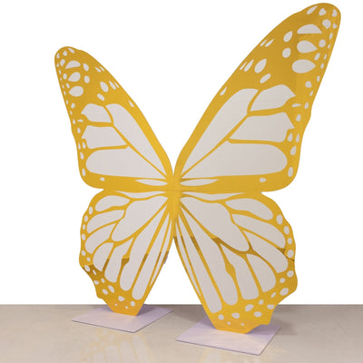 6.5ft White Gold Giant Butterfly Backdrop Party Prop Free Standing Foamboard Monarch Butterfly Wings Photo Background