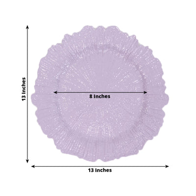 6-Pack Acrylic Plastic Round Charger Plates 13’’ in Lavender Lilac with Reef Design Dinner Charger Tableware