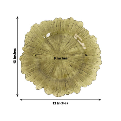 6-Pack Acrylic Plastic Round Charger Plates 13’’ in Transparent Dusty Sage Green with Reef Design Dinner Charger