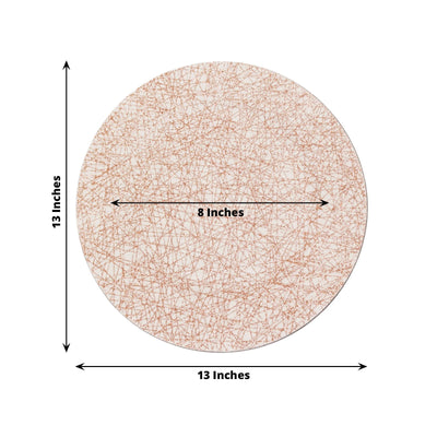 6-Pack Acrylic Round Charger Plates 13’’ in Rose Gold with Glitter Abstract Lines Pattern Decorative Dinner Party