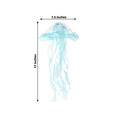 6 Pack Blue Purple Jellyfish Lamp Hanging Lantern Lights 3 Flashing Modes Organza Ribbon Jelly Fish LED Lights Mermaid