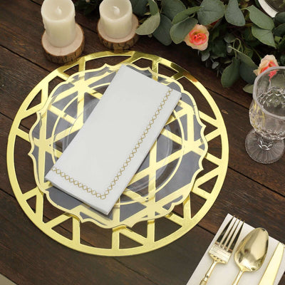 6-Pack Disposable Table Placemats in Metallic Gold Laser Cut Geometric Triangle Design - 700GSM Cardboard Placemats