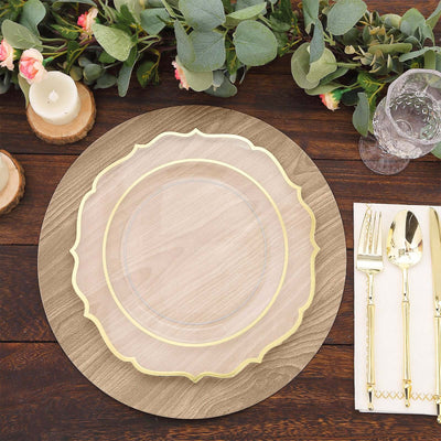 6-Pack Disposable Table Placemats in Natural with Walnut Wood Design - Cardboard Placemats for Rustic & Farmhouse