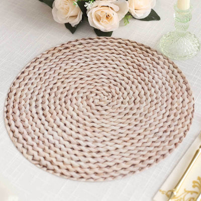 6-Pack Disposable Table Placemats in Wheat with Woven Rattan Print - 700GSM Cardboard Placemats for Rustic Themes &
