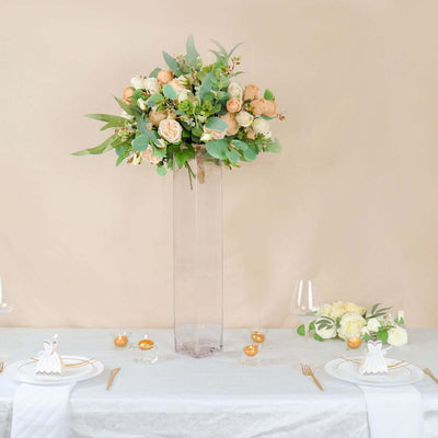 6-Pack Glass Cylinder Vases Square Clear - Durable Heavy Duty Floral Centerpieces for Weddings 24’’ - Centerpieces