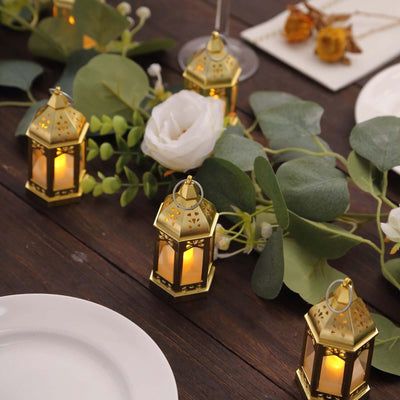 6-Pack LED Tealights Warm White Moroccan Style Gold - Battery Operated Mini Lantern Candle Lamp Centerpieces 3.5’’ - LED