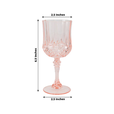 6-Pack Plastic Cocktail Goblets Transparent Blush Crystal Cut - Shatterproof Drinkware 8oz - Drinkware