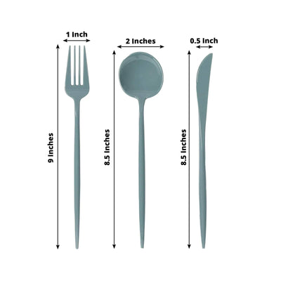 60 Pack Plastic Silverware Set Dusty Blue Heavy Duty Disposable Sleek Utensil Cutlery - Disposables
