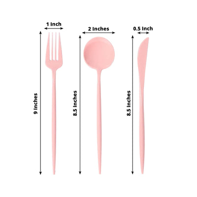 60 Pack Plastic Silverware Set Dusty Rose Heavy Duty Disposable Sleek Utensil Cutlery - Disposables