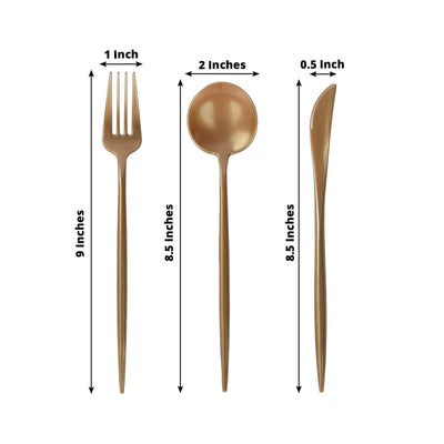 60 Pack Plastic Silverware Set Gold Heavy Duty Disposable Sleek Utensil Cutlery - Disposables