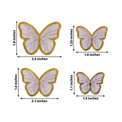 64 Pcs 3D Butterfly Cupcake Toppers with Gold Trim – Elegant Cake Decorations in Pink & Purple for Parties