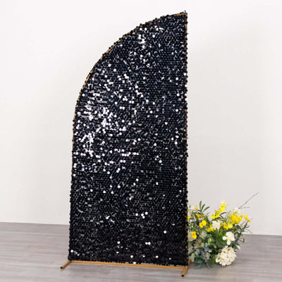 6ft Black Double Sided Big Payette Sequin Chiara Wedding Arch Cover For Half Moon Backdrop Stand - Backdrops