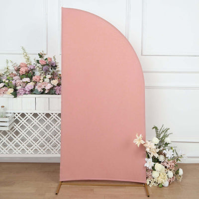 6ft Matte Dusty Rose Spandex Half Moon Chiara Backdrop Stand Cover Custom Fitted Wedding Arch Cover - Backdrops
