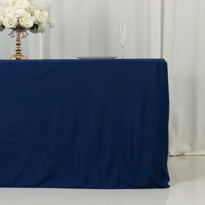 6ft Scuba Rectangular Fitted Tablecloth Navy Blue – Wrinkle-Free Stain Resistant - Tablecloths