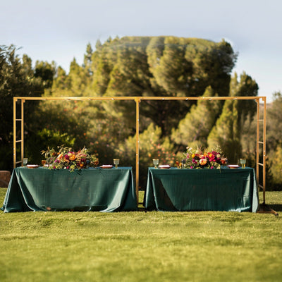 6ftx16ft Gold Rectangular Arbor - Freestanding 6’ High Over the Table Stand Backdrop Stand with Double Frame for Floral