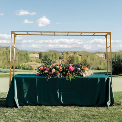 6ftx8ft Gold Rectangular Arbor - Freestanding 6’ High Over the Table Stand Backdrop Stand with Double Frame for Floral