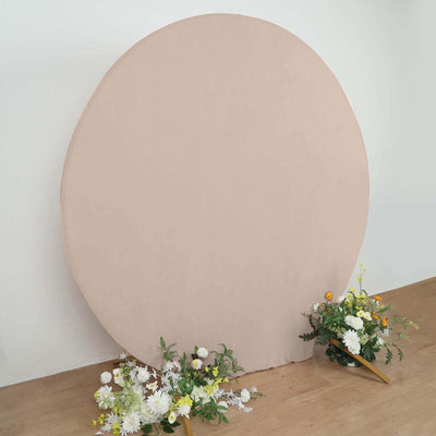 7.5ft Nude Round Spandex Fit Party Backdrop Stand Cover - Backdrops