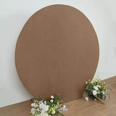 7.5ft Taupe Round Spandex Fit Party Backdrop Stand Cover - Backdrops