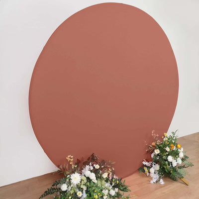 7.5ft Terracotta (Rust) Round Spandex Fit Party Backdrop Stand Cover - Backdrops