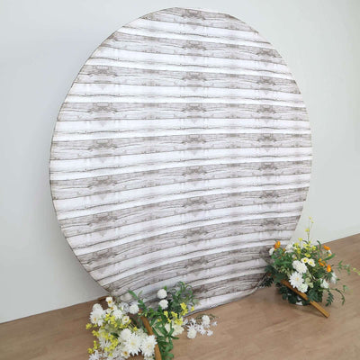 7.5ft White Rustic Wood Plank Pattern Spandex Fit Backdrop Stand Cover - Backdrops