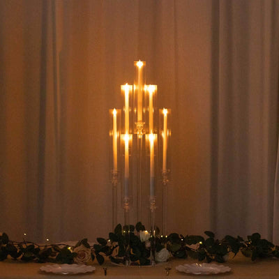 7-Arm Round Cluster Acrylic Candelabra Clear with Circular Base - Sleek Taper Candle Holder Table Centerpiece