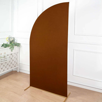 7ft Cinnamon Brown Spandex Half Moon Chiara Backdrop Stand Cover Custom Fitted Wedding Arch Cover - Backdrops