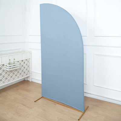 7ft Matte Dusty Blue Spandex Half Moon Chiara Backdrop Stand Cover Custom Fitted Wedding Arch Cover - Backdrops