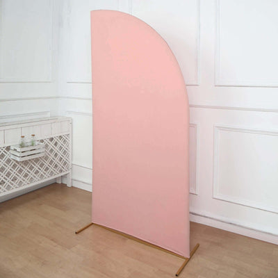 7ft Matte Dusty Rose Spandex Half Moon Chiara Backdrop Stand Cover Custom Fitted Wedding Arch Cover - Backdrops