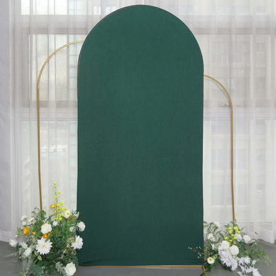 7ft Matte Hunter Emerald Green Spandex Fitted Chiara Backdrop Stand Cover For Round Top Wedding Arch - Backdrops