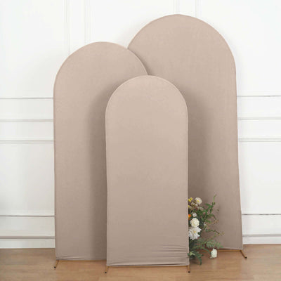 7ft Matte Nude Spandex Fitted Chiara Backdrop Stand Cover For Round Top Wedding Arch - Backdrops