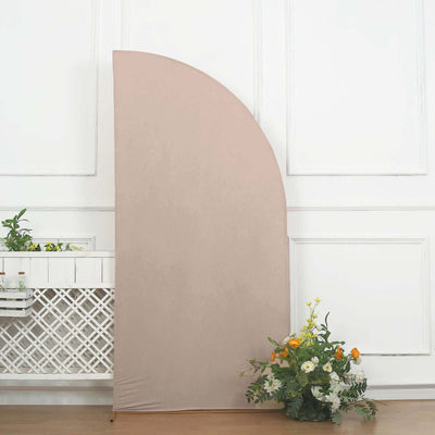 7ft Matte Nude Spandex Half Moon Chiara Backdrop Stand Cover Custom Fitted Wedding Arch Cover - Backdrops